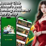 A promotional banner titled "Is Basant Club Pakistan's Best Online Earning Platform? Here's Why," featuring a stylish woman in a red dress and mobile phone screens showcasing the Basant Club app interface, including features like games, bonuses, and withdrawal options. The background is green with golden coins and a celebratory vibe.