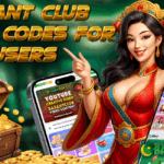 Elegant animated woman in red traditional attire pointing at mobile screens showcasing the Basant Club platform, surrounded by gold coins and a treasure chest. Bold golden text reads "BASANT CLUB GIFT CODES FOR VIP USERS."